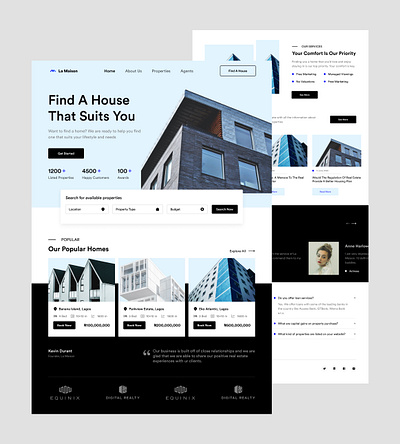 Real Estate Market Landing Page architecture design figma design landing page real estate real estate landing page real estate website ui uiux uiux design web design