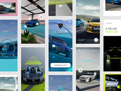 Le Salon Peugeot 3d app application branding car electriccar hybrid interaction mobile peugeot photography salondelauto typography