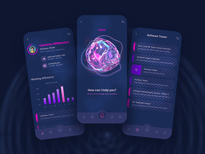 Voice Assistant - Mobile App Concept app assistant candidate cortana dark design job mobile siri vacancy voice