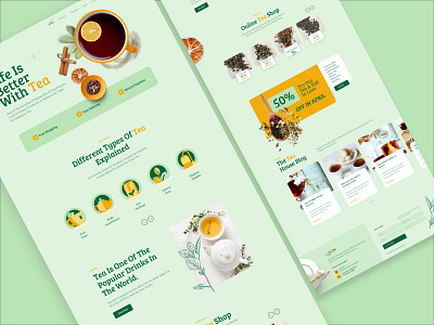 Green Tea Najva creative design greantea green idea shopping slide tea ui ux web webdesign wide assortment