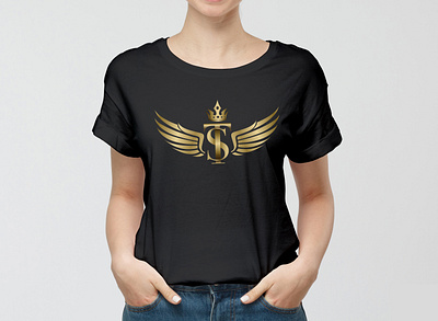 Logo-Design-S-T-Letter-Wing-Crown-Golden-Typography-Tshirt-Text branding business corporate crown design golden graphic design illustration letter logo logo design realestate royal s t tshirt typography unique vector wing