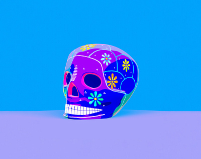 Mexican Skull 3d art colors craft design flowers illustration mexico nft skull