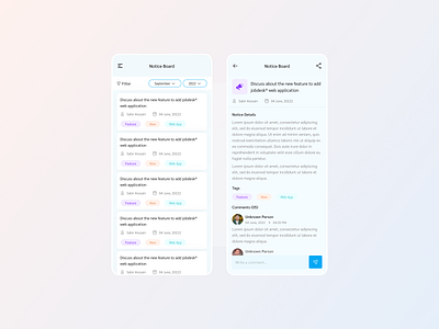 Notice Board - App Screen Concept android app design clean ui creative design erp erp software ios management app minimal mobile app notice notice board trendy design ui uidesign uiinspiration uitrends ux uxdesign uxinspiration