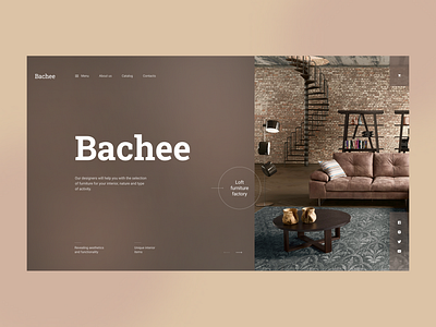 The concept of the first screen of the furniture site "Bachee" adobe xd concept design fist screen furniture loft online shop online store shop stile store the concept of the first screen ui uiux design ux web design website