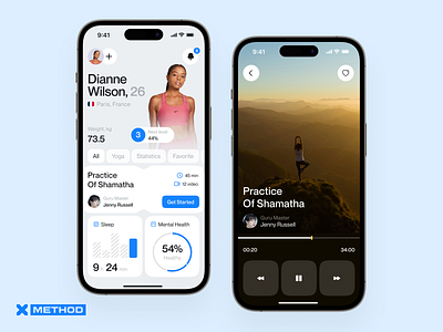 Yoga Mobile App android app dashboard design figma healthcare inspiration ios meditation mental health min mobile app modern ui ui ux yoga