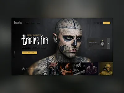 Empire Ink // Tattoo Homepage homepage landing page tattoo tattoo website ui uiux ux website website design