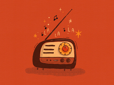 Tune in 2d digital art icon illustration illustrator music objects radio retro sound spark spot illustration textured vintage