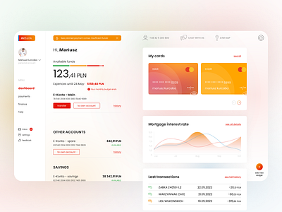 mBank new dashboard bank banking dashboard graphic design interface ui ux