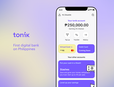 tonik bank | first digital bank on Philippines | fintech neobank application digital bank digital banking finance financial fintech human computer interaction interaction design interaction designer money neobank neobanking product design product designer ux