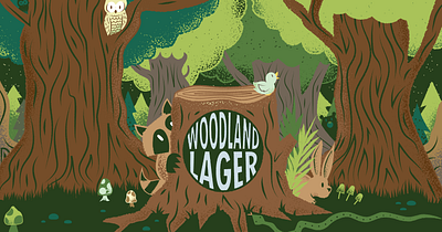 TONEWOOD BREWING - WOODLAND LAGER animals beer editorial editorial illustration forest illustration lager racoon texture tonewood woods