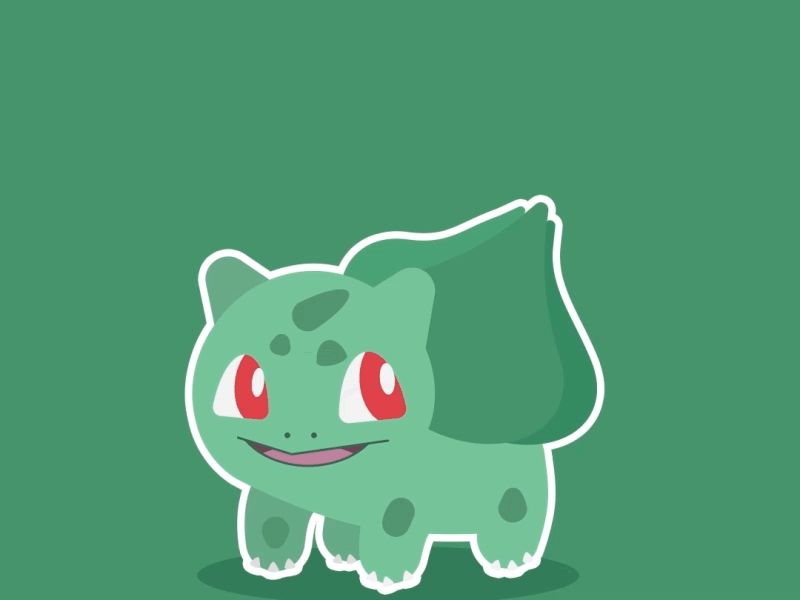 Happy Bulbasaur after effects animation design illustration loop motion design motion graphics vector