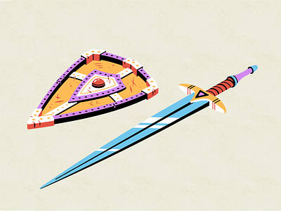Shield & Longsword bash blade block dnd dungeons and dragons fantasy icon illustration longsword medieval metal parry protection shield slash sword thierry fousse ui weapon