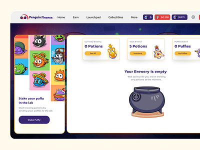 Empty state - The Puffy Lab blockchain crypto dashboard design dribbble figma figmadesign game game dashboard gamefi play