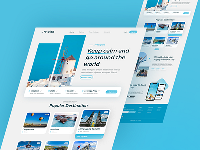 Travelah - Travel Landing Page booking branding graphic design landing page travel travel app ui website