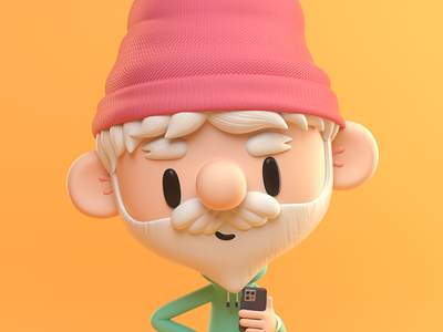 Gnome 3d buddy c4d character cute design friend gnome illustration render smartphone
