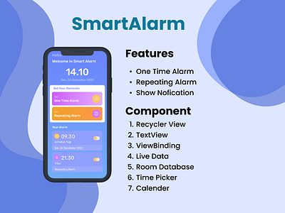Smart Alarm Ui alarmapp app design mobile mvvm smartalarm ui uidesign uiinspiration ux