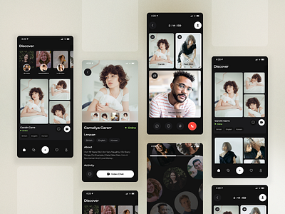 Social Media App - Meeting Mobile App app chat dark dark app friends app inboarding login make friends meeting app metting app mobile social app social media app trend ui unsplash ux video app video meeting website