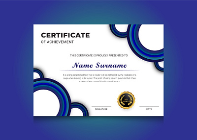 Certificate OF Achievement branding certificate design graphic design minimal ui vector