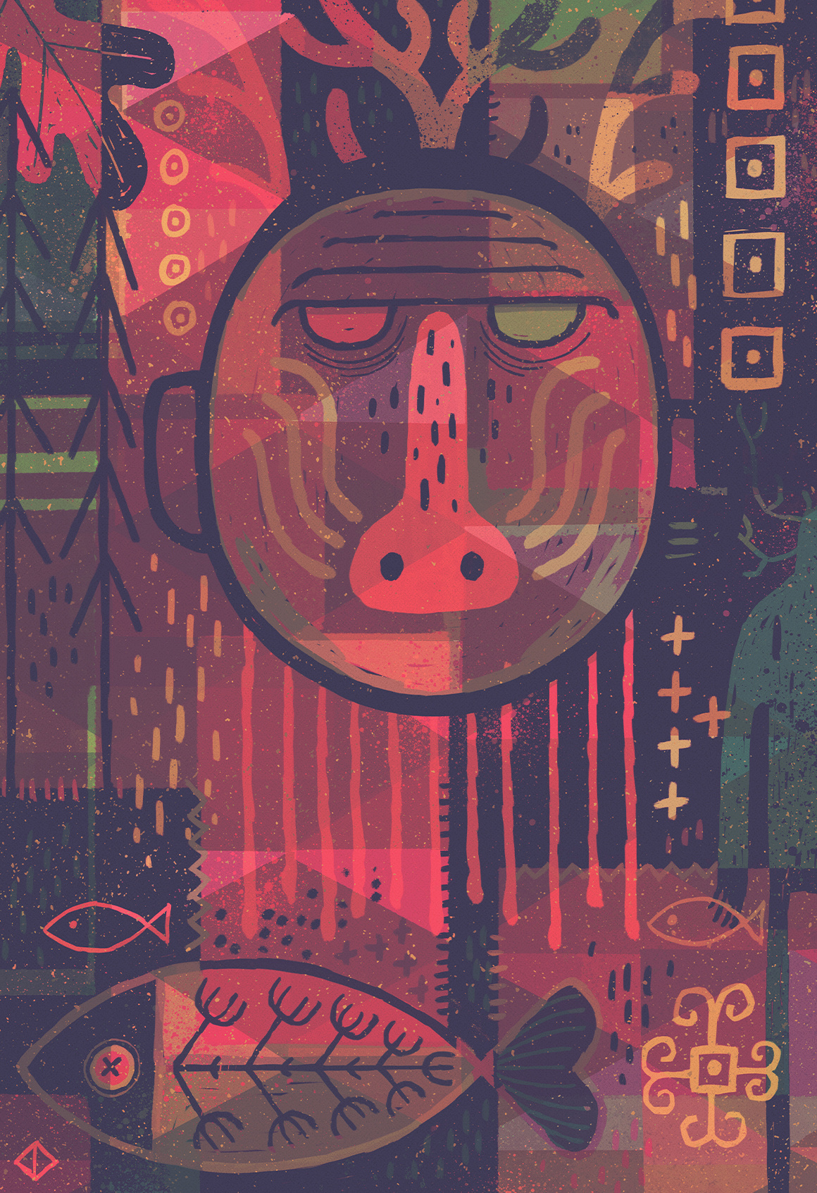 M A N D R i L L 40winks art exhibition giclee illustrated illustration mandrill monkey painting poster print stevesimpson wall art