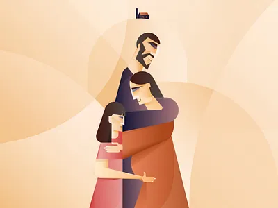 Calmness in family life abstract baby calmness child color design family father happiness home illustration design man mother new born parents peace pragnent procreate vector woman