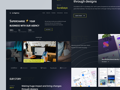 Le Agency - Creative Agency Landing Page agency landing page clean creative agency dark design services design studio design team digital products graphic design hero section landing page minimal responsive saas studio testimonial ui ux web website