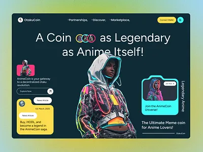 OtakuCoin Futuristic Crypto Anime MemeCoin Website academy website aesthetic website anime website beautiful website coin website colorful website crypto landing page crypto website fiverr framer framer website futuristic website meme coin website meme website memecoin website midjourney ai photoshop portfolio website upwork wordpress website