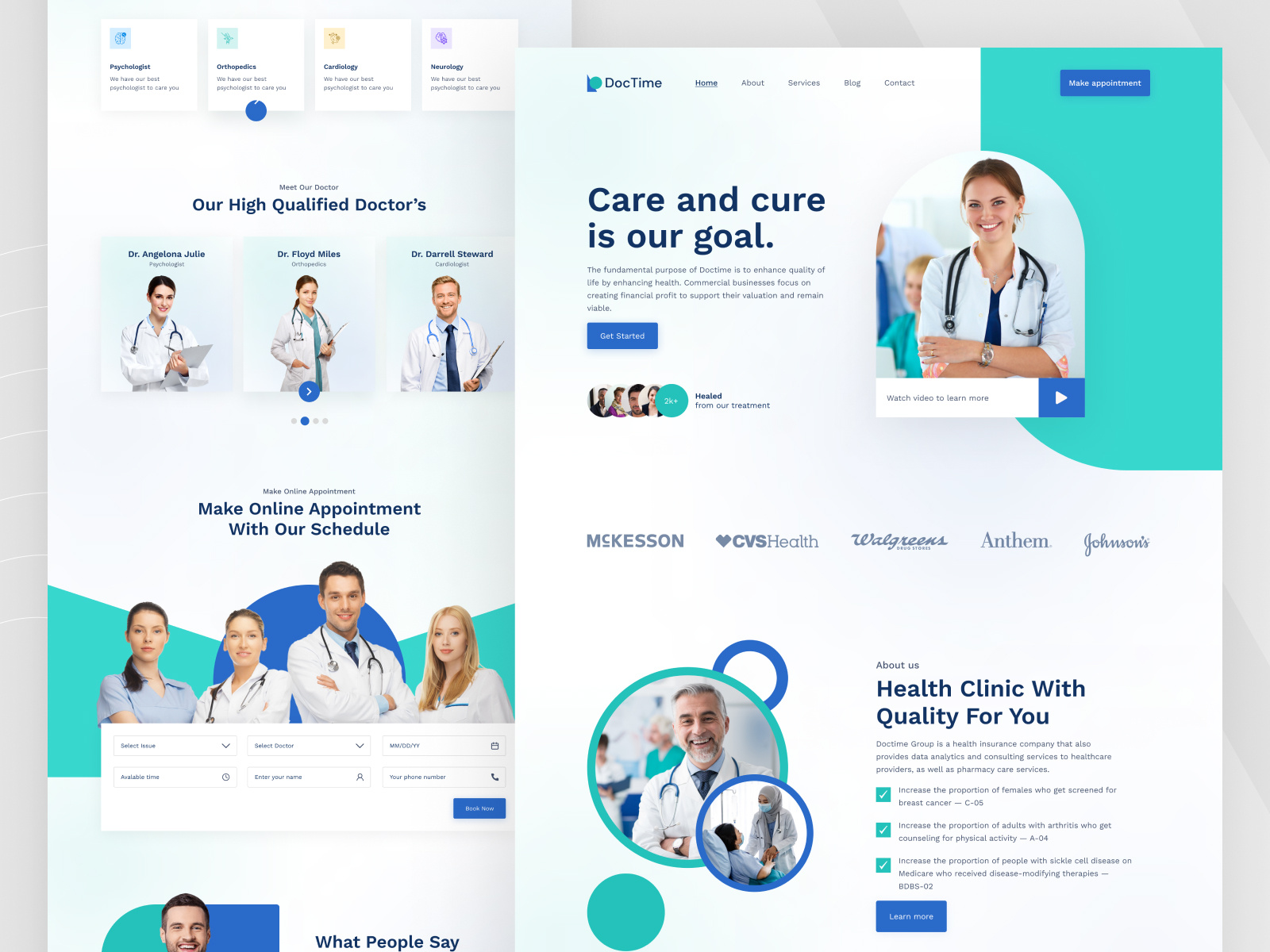 Example of Doctor appointment web design.