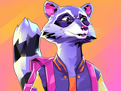 Ringo the Raccoon backpack character design illustration nft raccoon smart student