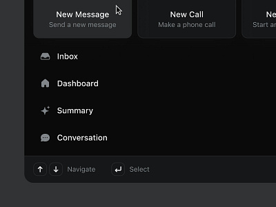 Action Bar Component action bar call component conversation dark dashboard inbox message modal phone popup search