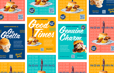 Biscuit Belly "Now Hiring" Campaign branding food graphic design in store print