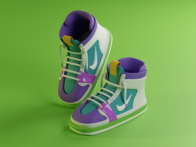 Sneaker 3d air blender jordans lowpoly nike render shoe sneaker