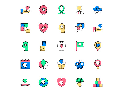 Colored Autism Day Icons autism autism day autism icon autism vector design free icons free vector freebie icon set icons download illustration illustrator vector vector design vector download vector icon