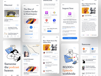 Podcast App - Mobile Design audio audio player clean episode live streaming minimal mobile app music player player podcast podcast app podcast palyer podcast ui podcasting sass streaming app ui design ux webapp