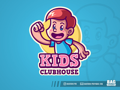 Kids Clubhouse Logo Template boy cartoon character children club fun graphicriver happy illustration kid kinder logo mascot playground playroom school student toddler