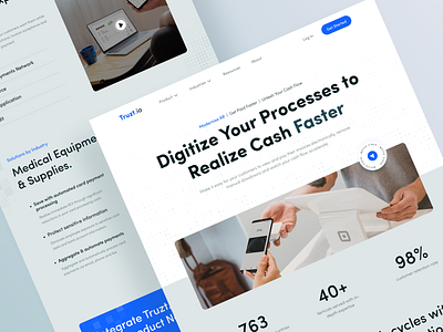 Truzt.io - Integrated AR Automation Solutions Website account b2b business cash clean design finance fintech invoices landing page light minimalist money payment ui ui design web website
