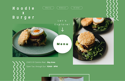 DAILY UI #003 | Landing Page american asian asianfusion branding burger daily ui dailyui design food graphic design green home homepage landing page noodle ramen restaurant simple ui website