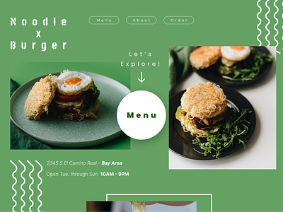 DAILY UI #003 | Landing Page american asian asianfusion branding burger daily ui dailyui design food graphic design green home homepage landing page noodle ramen restaurant simple ui website
