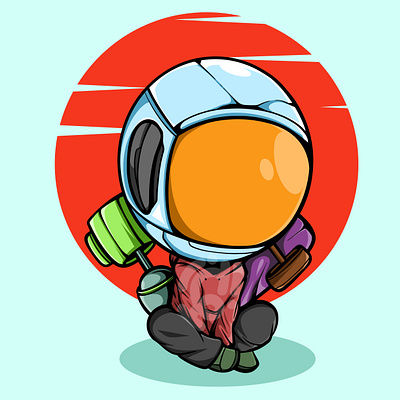 CUTE LITTLE ASTRONAUT art character cute design doodle graffiti graphic design illustration logo vector