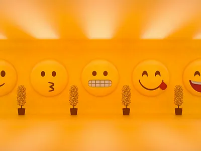 The Emoji Project Pathway 3d art branding cinema4d clean creative design emoji emotions graphic design happy interior mall minimal procreate render spatial typography visualization yellow