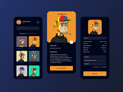 NFT Collection app crypto design e commerce mobil nft ui ux web
