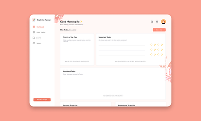 Productivity Planner Web App Design 🧡 design minimal ui web