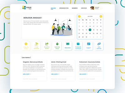 ESSIOR color design entreprise figma intranet landing page news software ui ux website