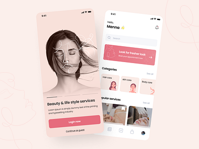 Beauty App app beauty beauty services hair care skin care ui woman woman clinic