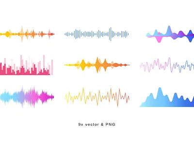 Free Download 9 Audio Wave Design Element (VECTOR) abstract audio branding illustration music podcast ui wave