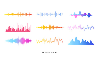 Free Download 9 Audio Wave Design Element (VECTOR) abstract audio branding illustration music podcast ui wave