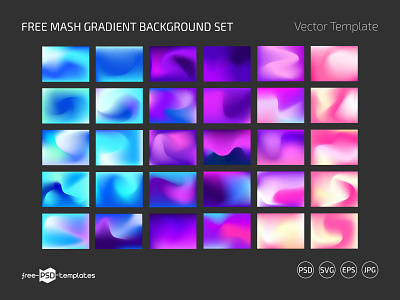 Free Mesh Gradient Background Set (PSD, EPS, JPEG, SVG) background design free freebie gradient mesh psd template