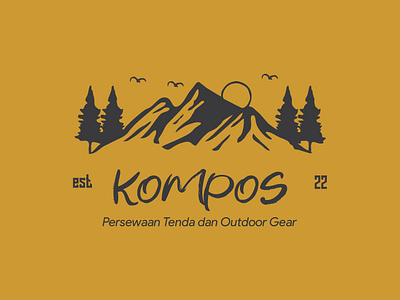 Kompos Outdoor Gear and Rent brand branding design icon identity illustration logo design logo idea mockup nature nature logo outdoor gear outdoor rent vector