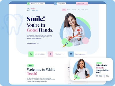 Dentis Ui Design By Najva blue creative dental dentis dentistry dentistryzone design graphic design identistry medical modern design odontology pastel color ui ux web webdesign website