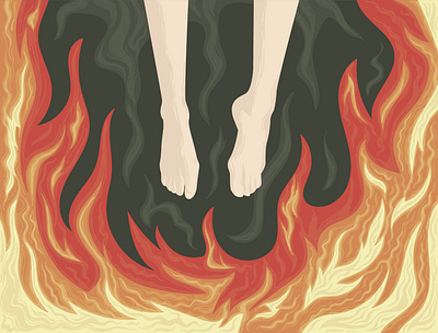 Flame licks the feet design fantasy illustration vector