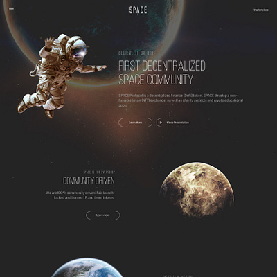 Space Community crypto design nft planets space spaceman web webdesign website